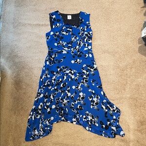 CAbi Vibrant Blue and Black High Low Dress